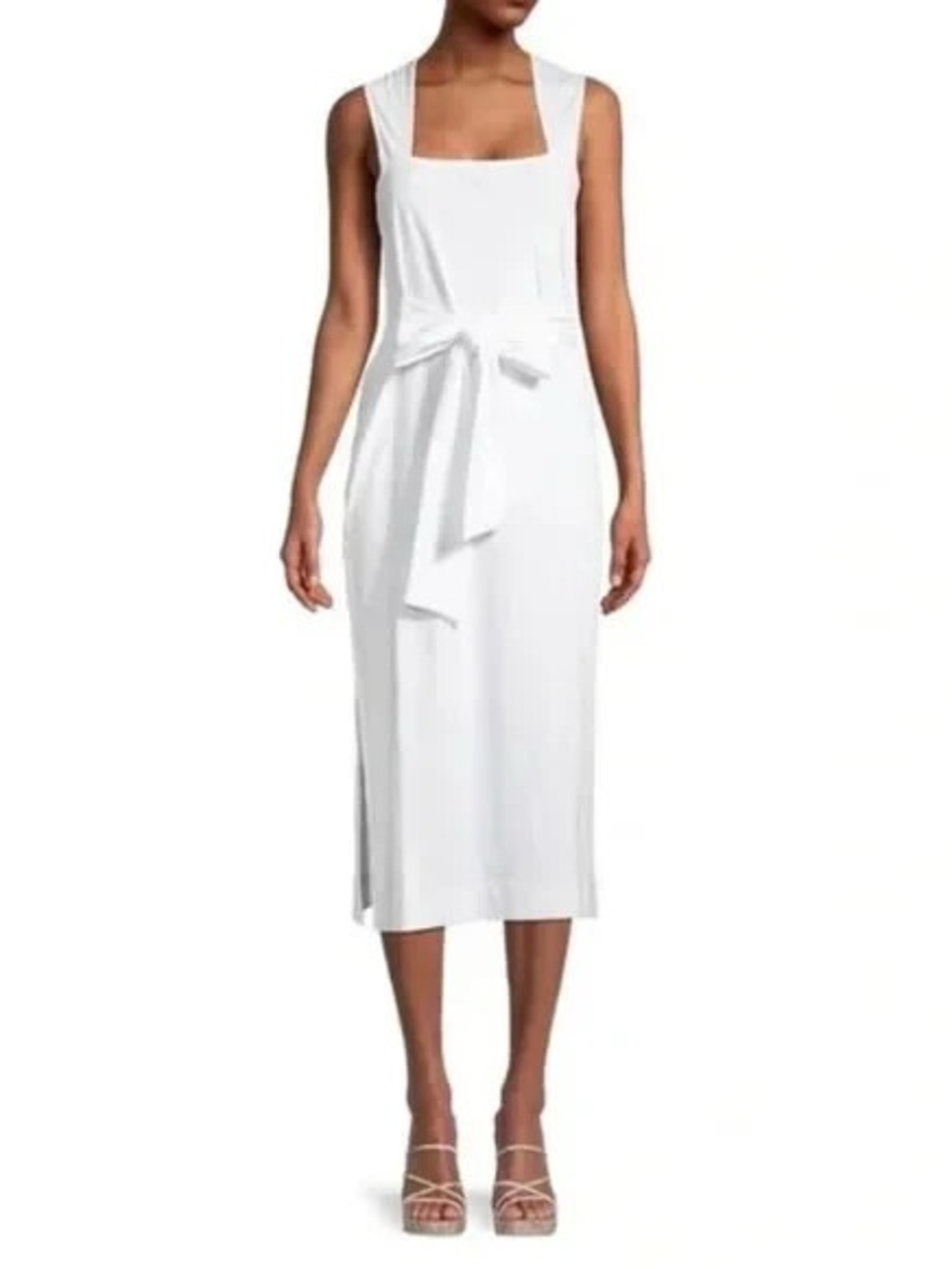 VINCE Optic White Sleeveless Pima Cotton Dress